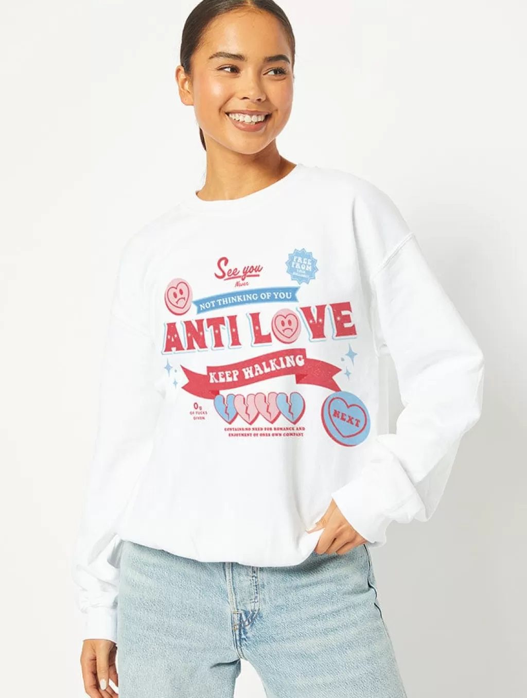 Loungewear | Shop All Clothing-Skinnydip London Antilove Sweatshirt In White | Slogan Loungewear |