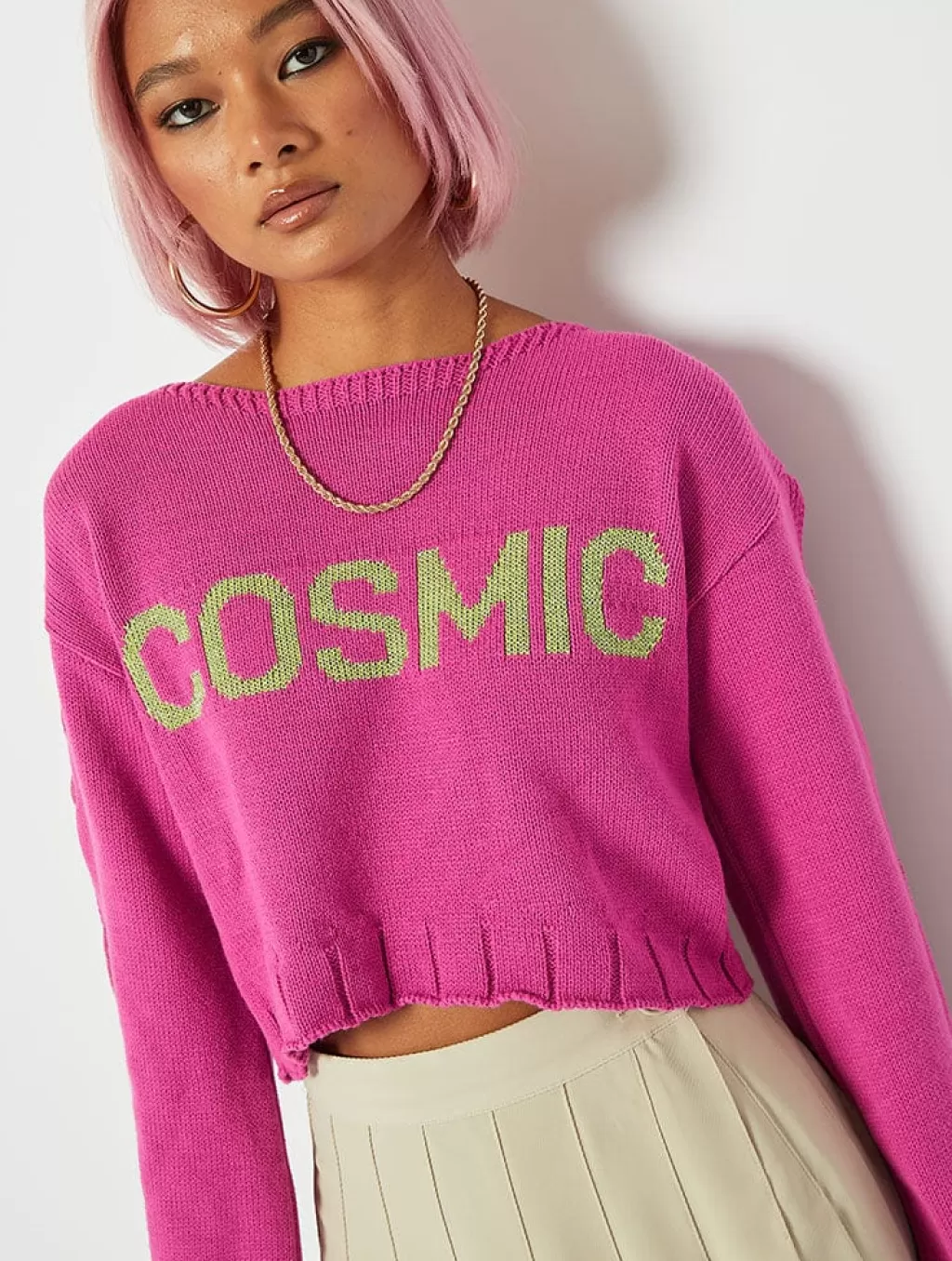 Jumpers & Cardigans | Shop All Clothing-Skinnydip London Cosmic Lace Up Pink Knitted Jumper | Clothing |