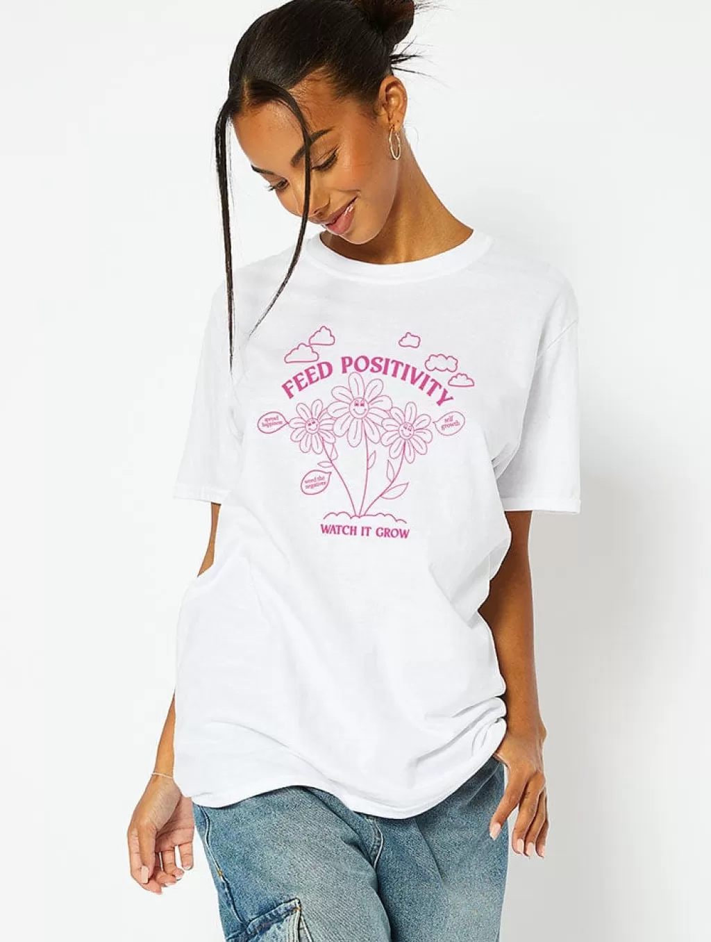 Tops & T-Shirts | Loungewear-Skinnydip London Feed Positivity White T-Shirt | Women's Clothing |