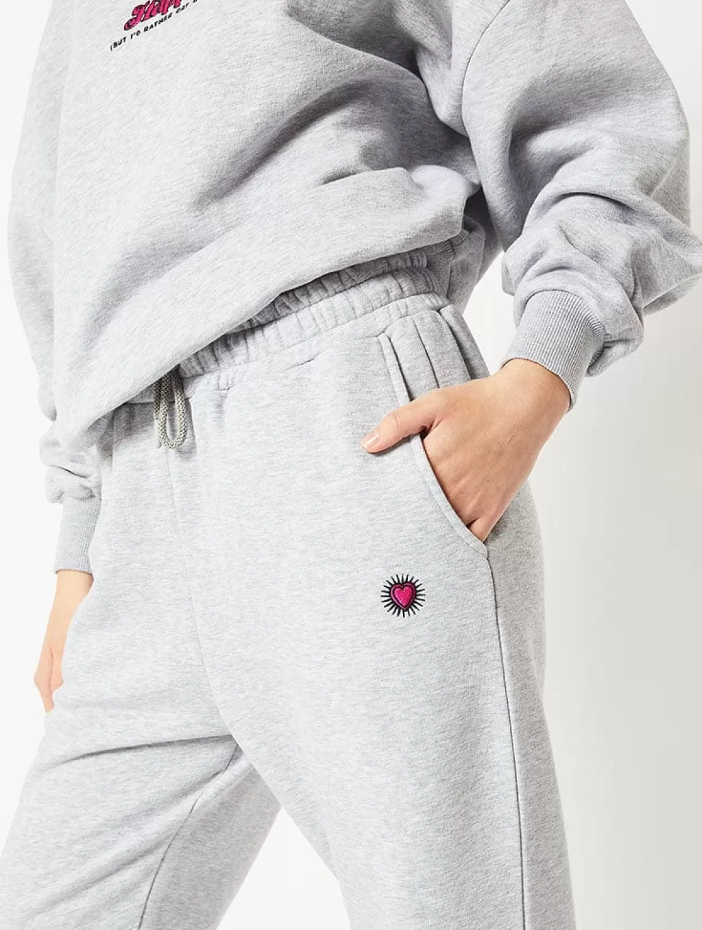 Loungewear | Shop All Clothing-Skinnydip London Heart Embroidered Sweat Joggers In Grey | Sweat Sets | Skinnydip