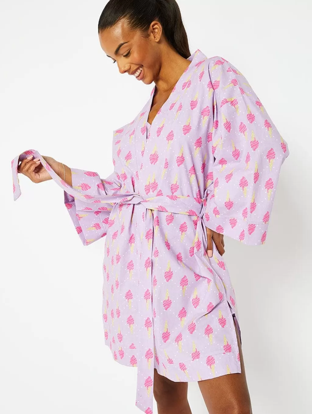 Nightwear | Loungewear-Skinnydip London Ice Cream Print Cotton Dressing Gown | Nightwear |