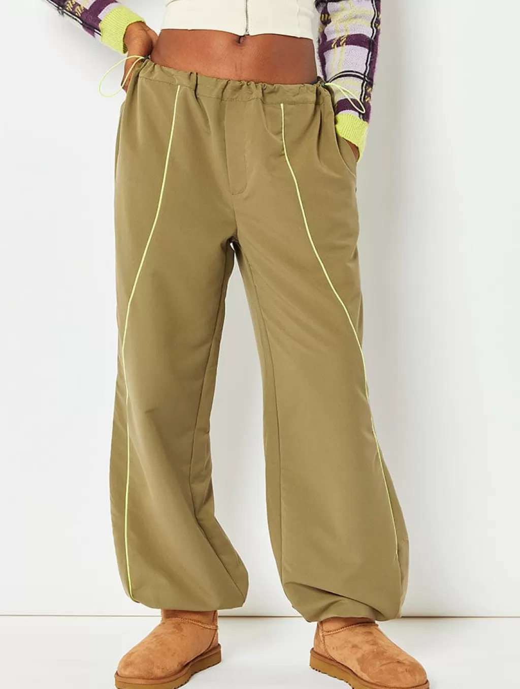 Loungewear | Bottoms-Skinnydip London Khaki Cargo Trousers With Piping Detail | Clothing |