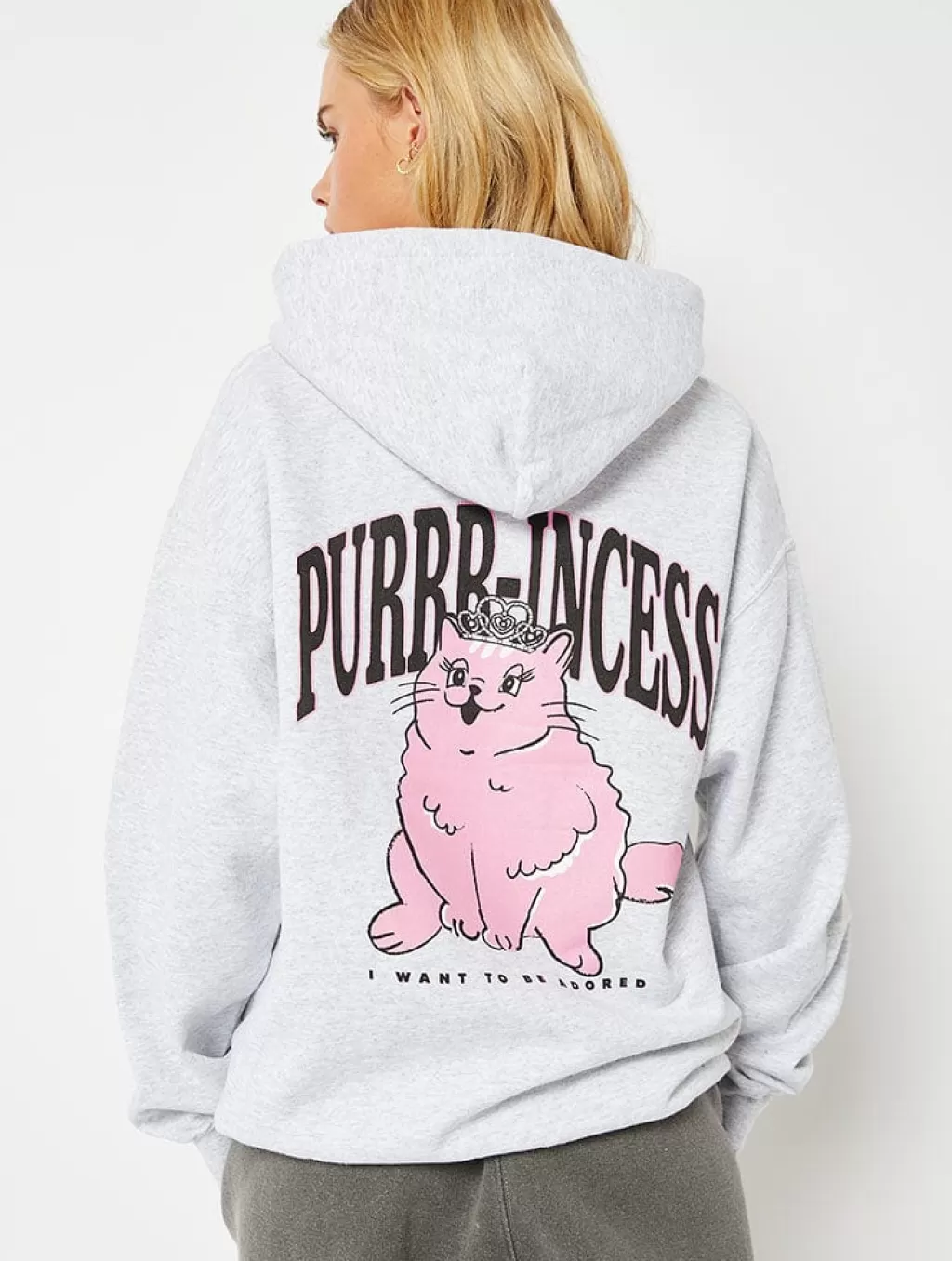 Hoodies & Sweatshirts-Skinnydip London Purr-Incess Grey Hoodie | Shop Clothing |