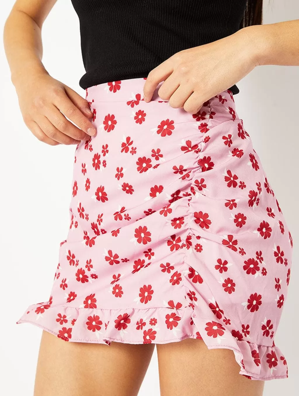 Bottoms-Skinnydip London Summer Blossom Ruched Mini Skirt | Mini Skirt |