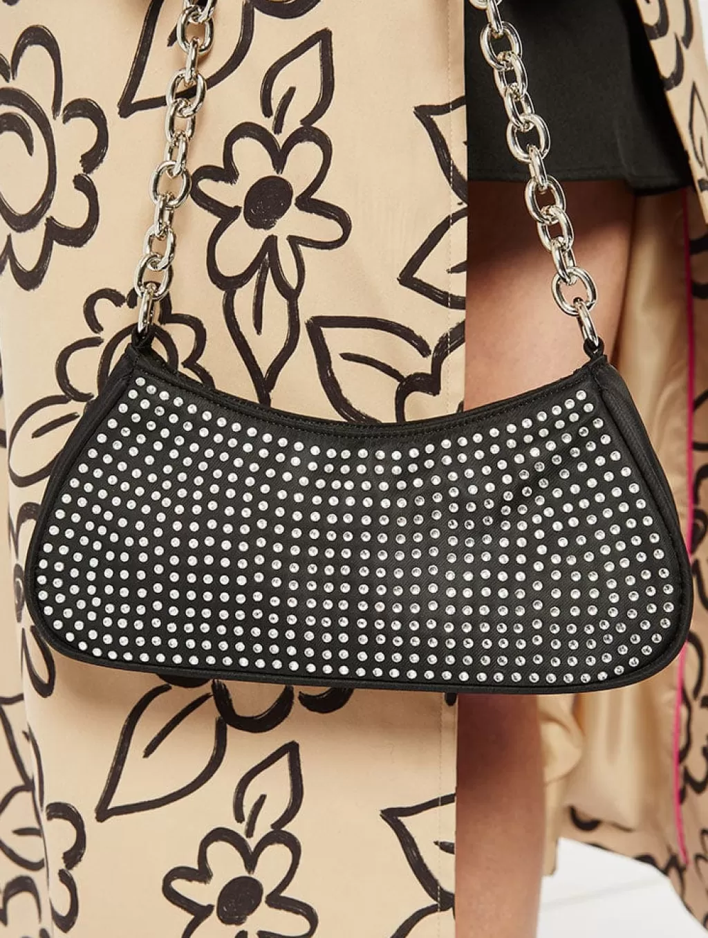 Shop All Accessories | Bags-Skinnydip London Zoe Rhinestone Chain Shoulder Bag | Black Bags |