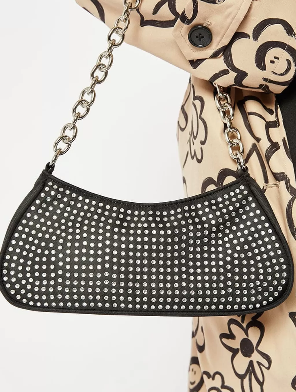 Shop All Accessories | Bags-Skinnydip London Zoe Rhinestone Chain Shoulder Bag | Black Bags |